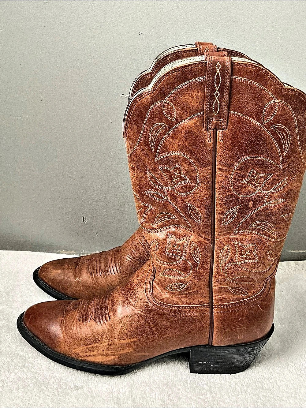 ARIAT Heritage Western R Toe Leather Boots Brown,women’s size10
